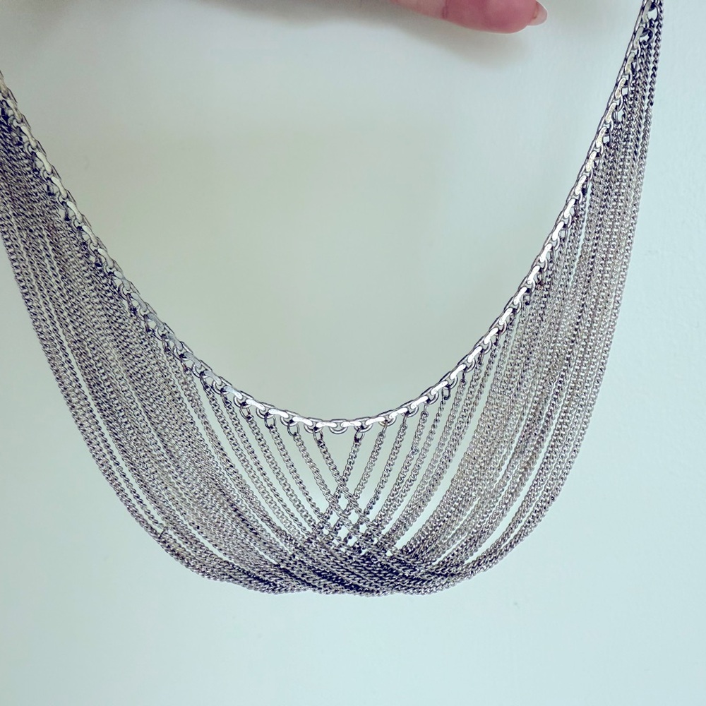 Modern Silver Multi-Strand Necklace